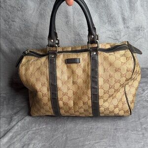 Gucci Tan and Dark Brown Monogram Tote